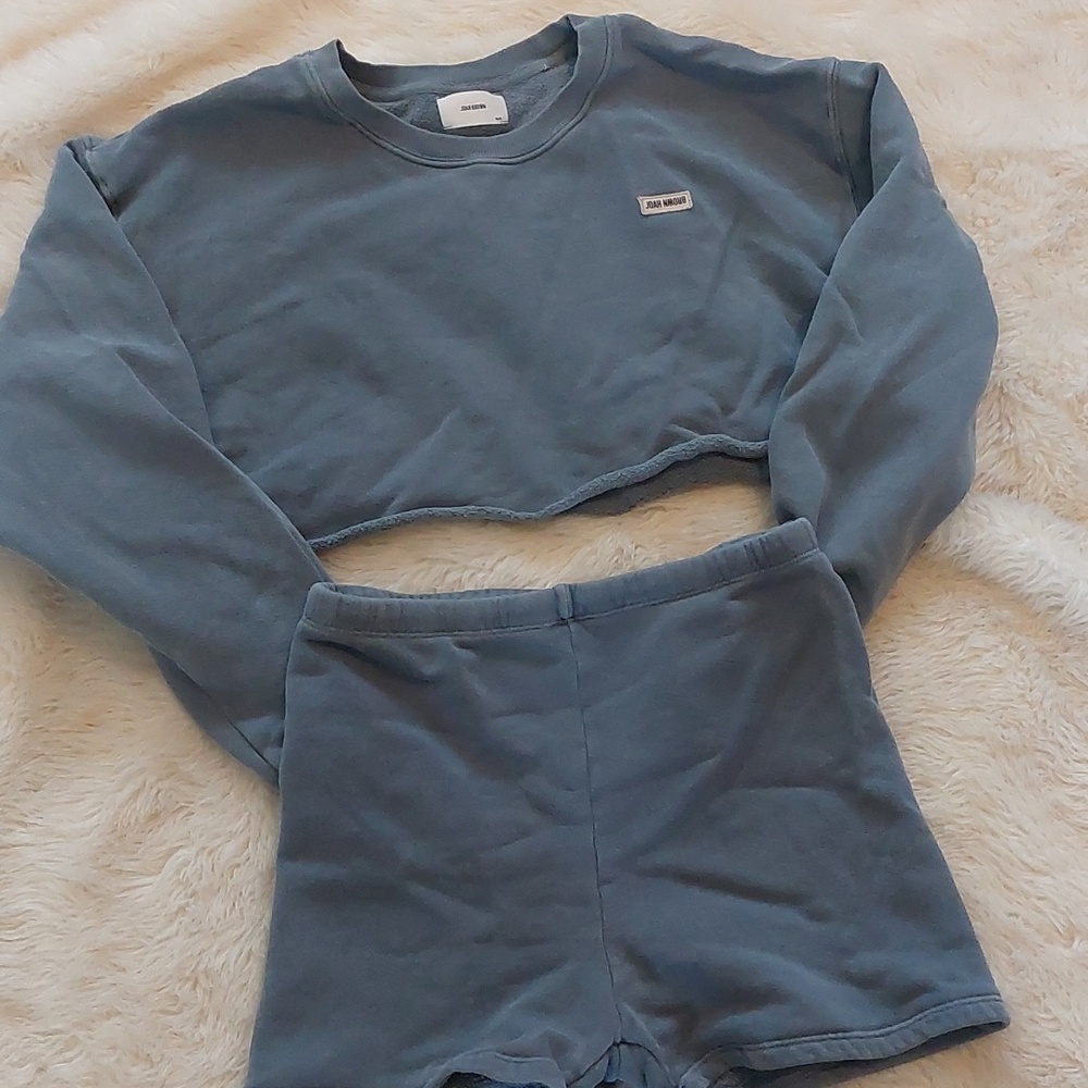 Joah Brown Cropped Blue Sweatshirt & Shorts Set - Picture 2 of 7